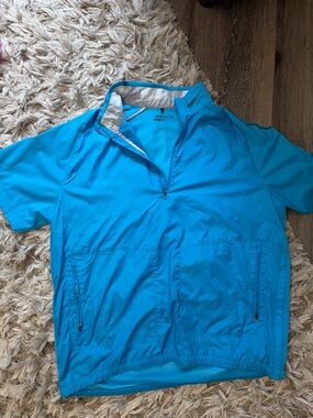 Nike Men's Short-Sleeve Quarter-Zip Polo in Bright Blue